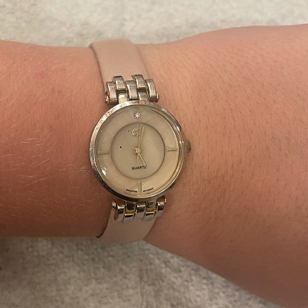 C chronograph watch with leather band